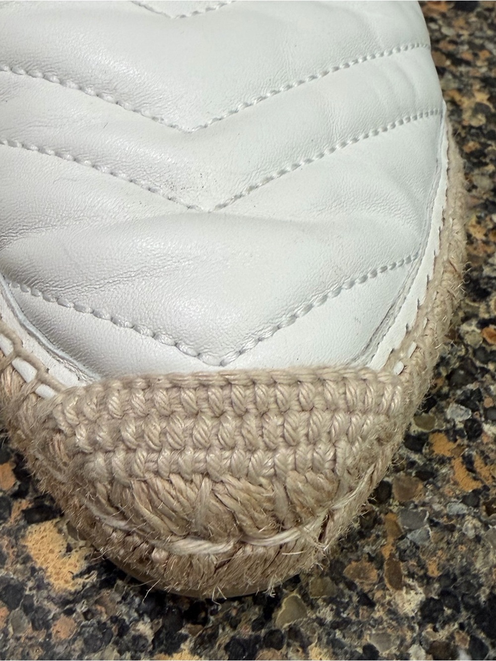 Gucci White GG Marmont Quilted Leather Espadrille Mules 39 - Picture 3 of 10